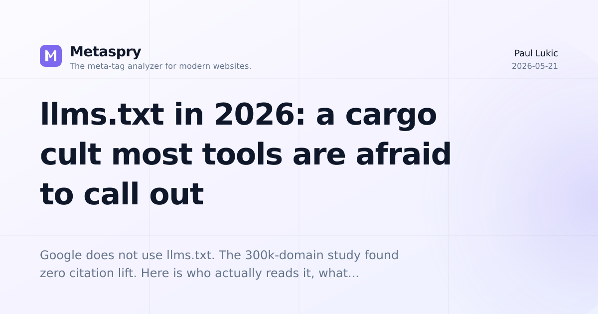 llms.txt in 2026: a cargo cult most tools are afraid to call out