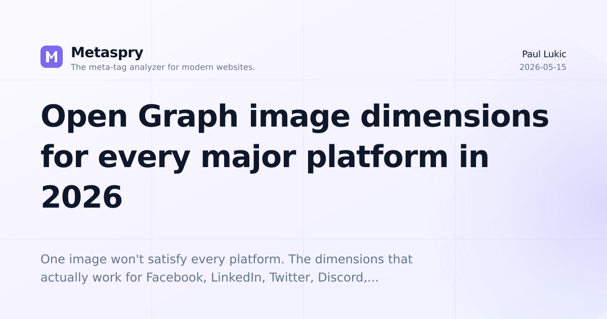 Open Graph image dimensions for every major platform in 2026